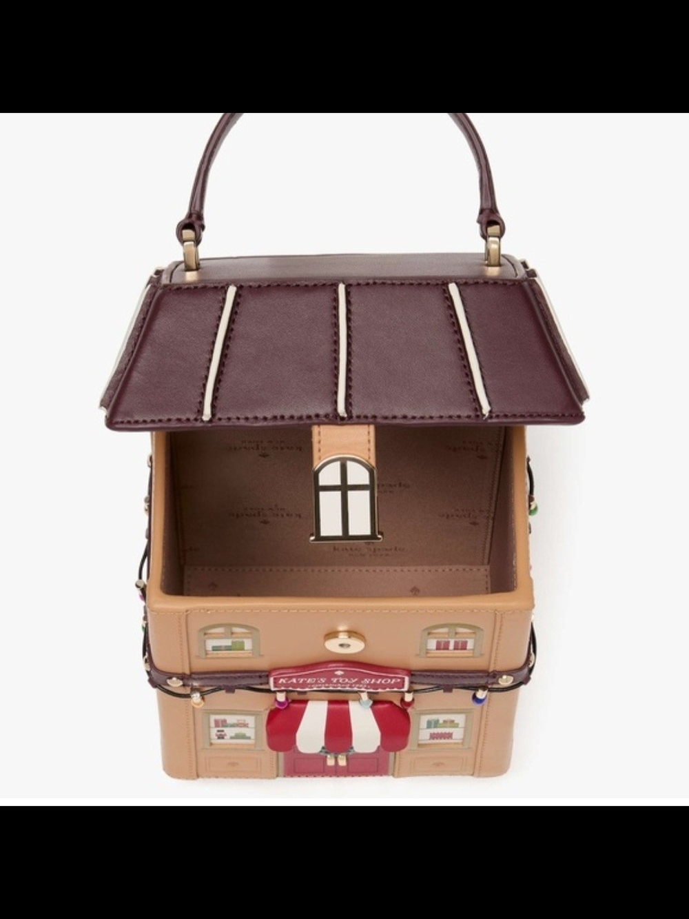 kate spade Tan and Burgundy House Appliqué Crossbody Bag - Picture 3 of 3